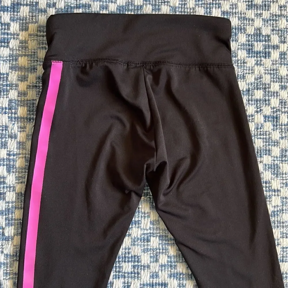 Justice Girls Sz 6 Distressed Black & Pink Leggings